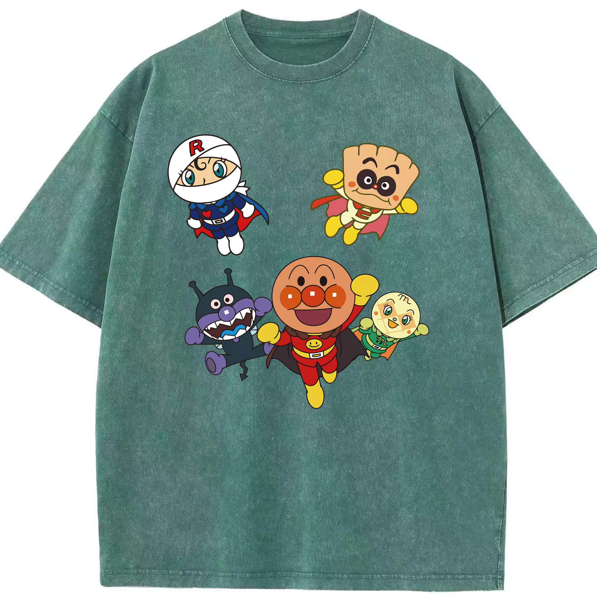 （画像用） アンパンマン Anpanman 綿100% ヴィンテージ風 半袖Tシャツ（フロントプリント）